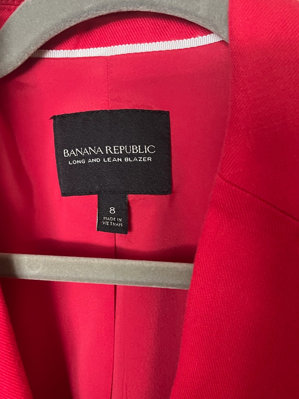 Banana Republic Long & Lean Linen Blend Blazer Size 8 NWOT Red Tailored Jacket - Picture 4 of 6